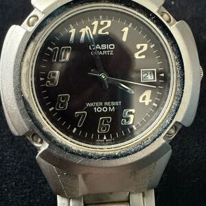 Casio Silver Watch with Black Dial
